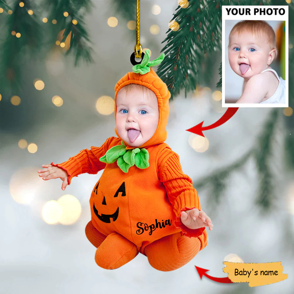 Baby Pumpkin Costum Ornament - Custom Name and Baby