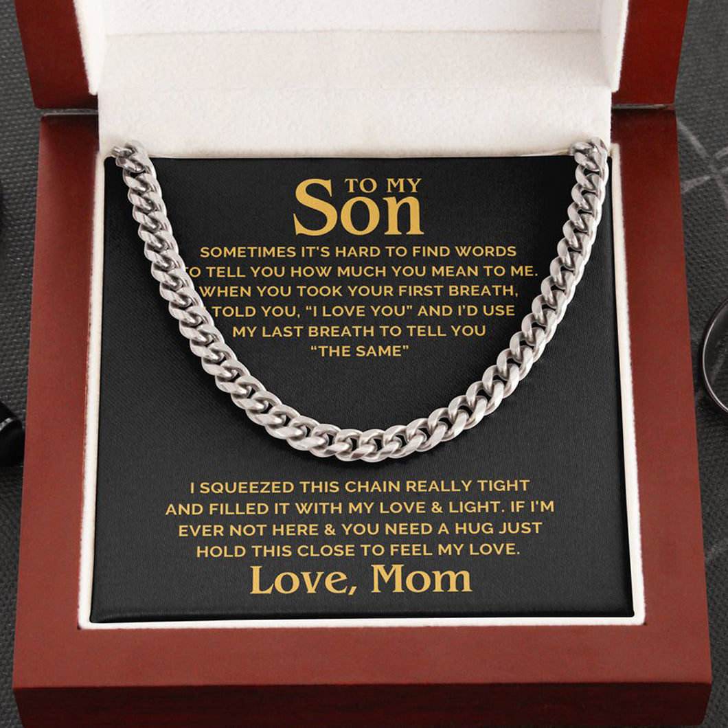 Son Cuban Link Chain If You Need a Hug Just Hold This Close To Feel My Love. Love, Mom Necklace