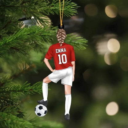 Personalized Soccer Player Christmas Ornament - Custom Shape Ornament