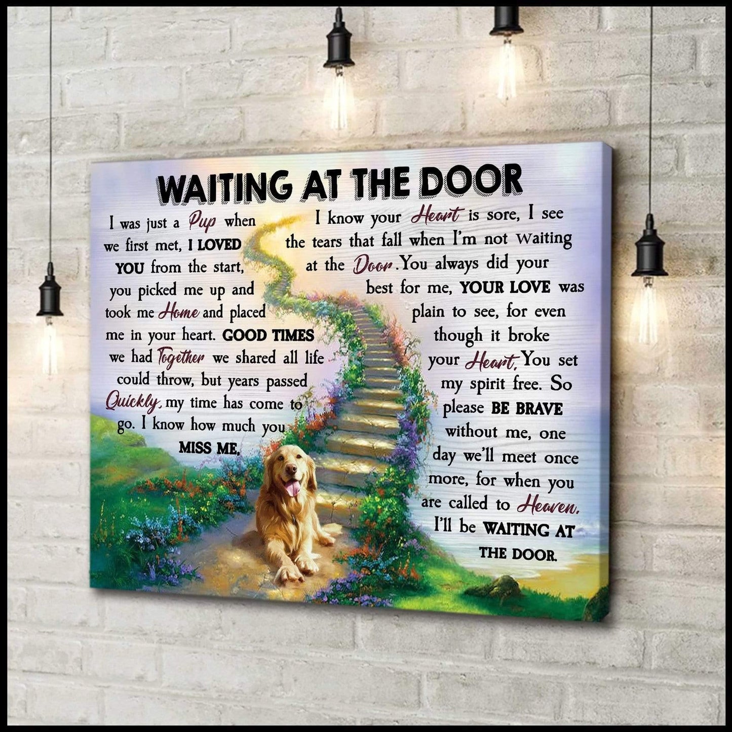 Waiting At The Door Golden Retriever Wall Art Canvas
