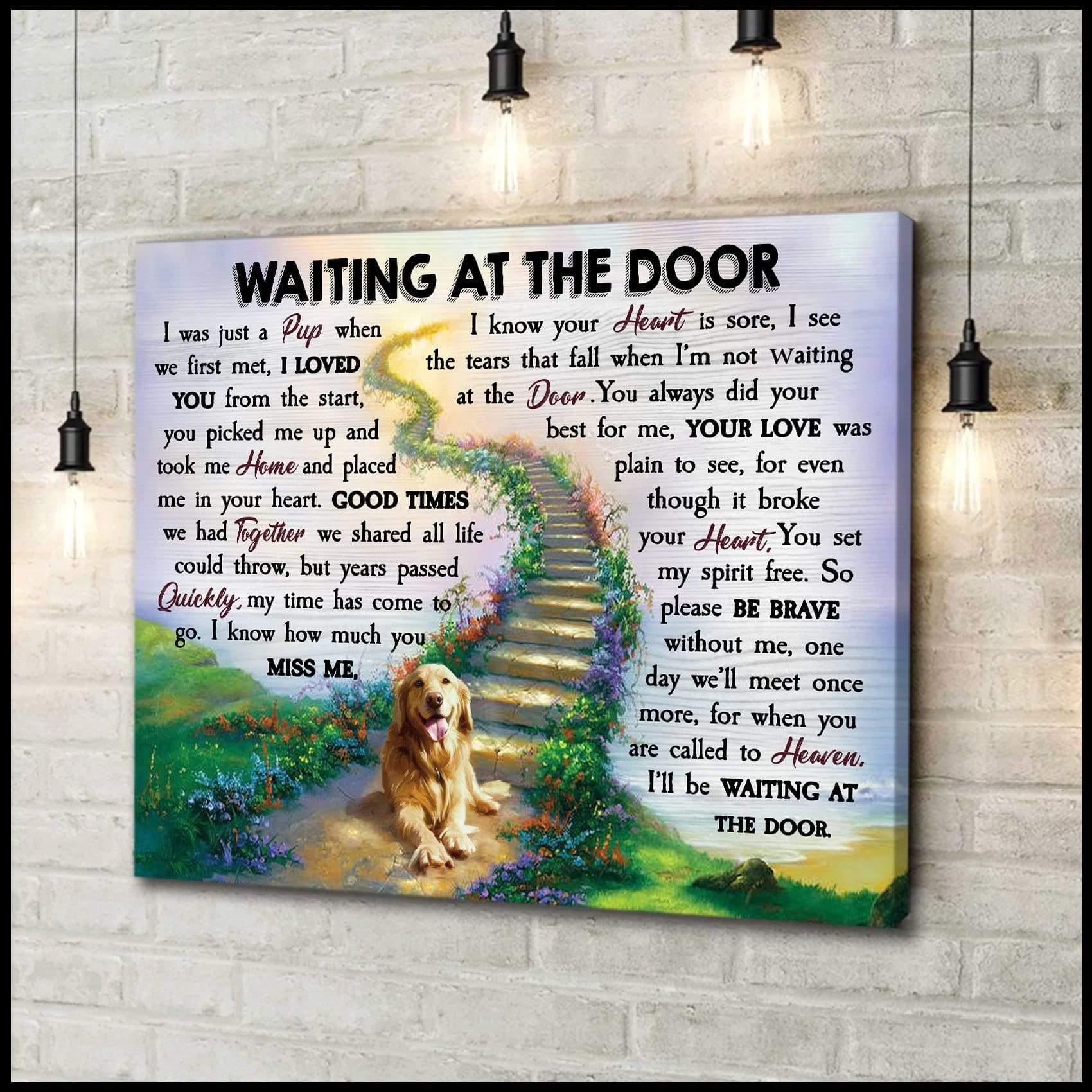 Waiting At The Door Golden Retriever Wall Art Canvas