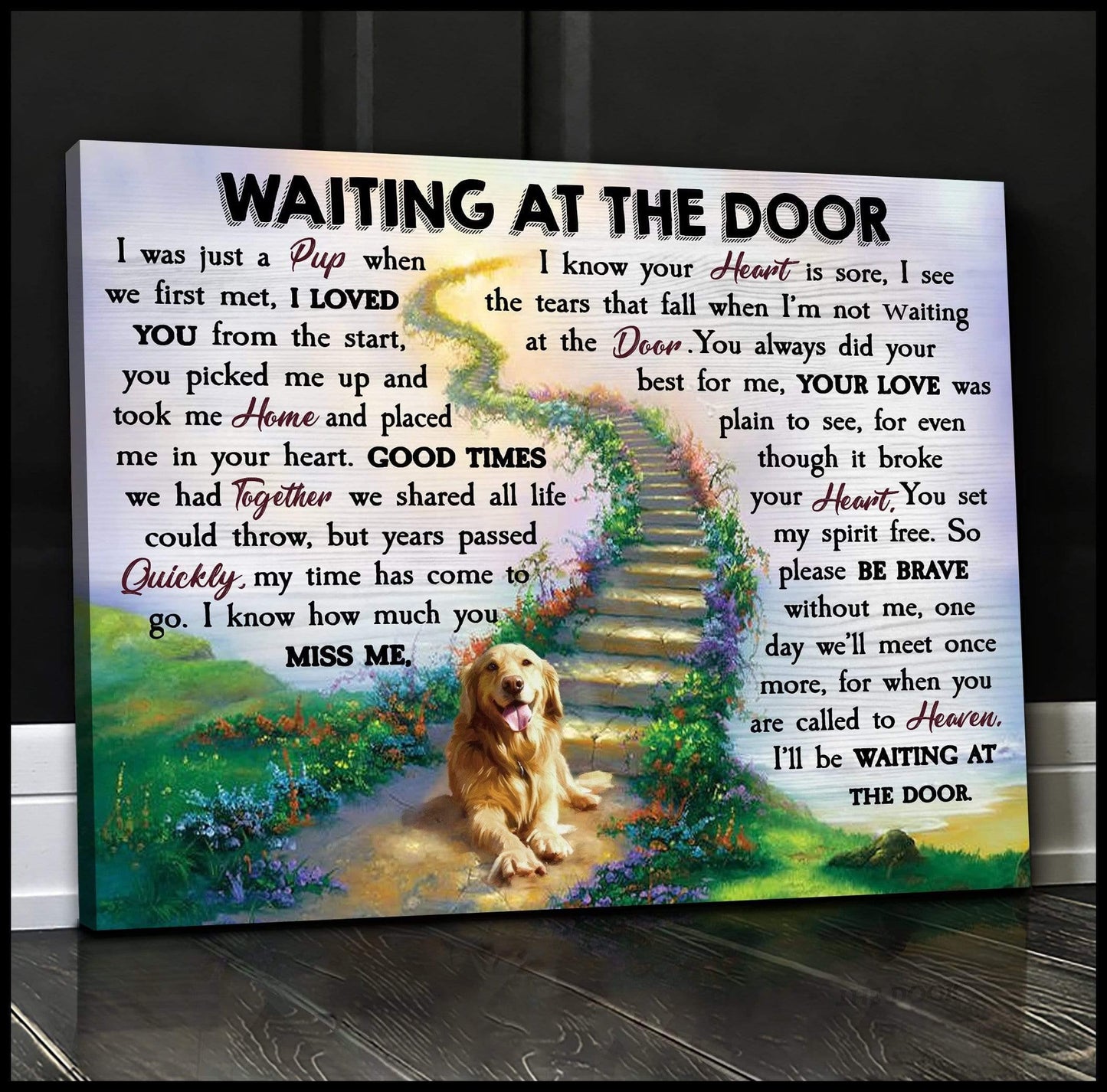 Waiting At The Door Golden Retriever Wall Art Canvas