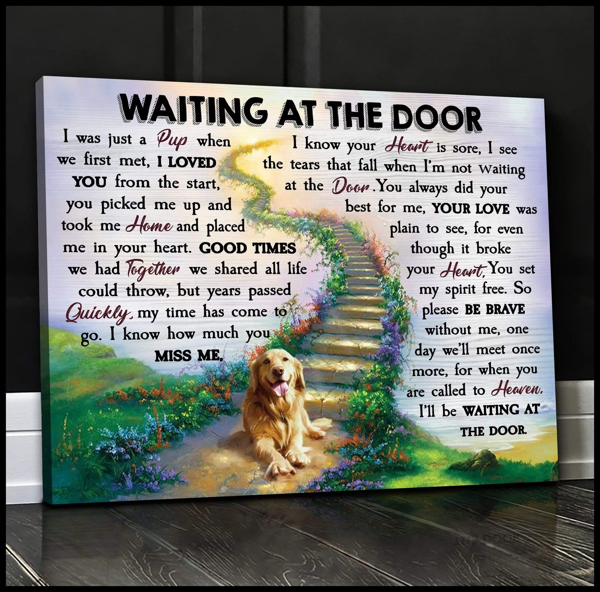 Waiting At The Door Golden Retriever Wall Art Canvas
