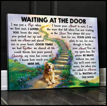 Waiting At The Door Golden Retriever Wall Art Canvas