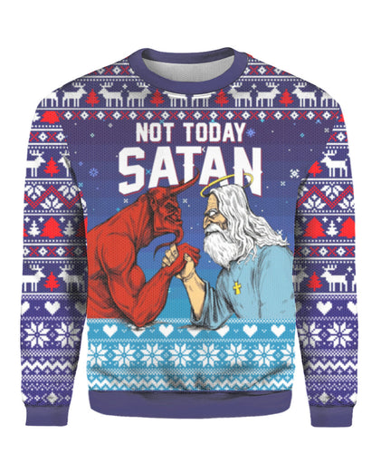 Jesus Not To Day Satan Ugly Christmas Sweater | For Men & Women | UH1404