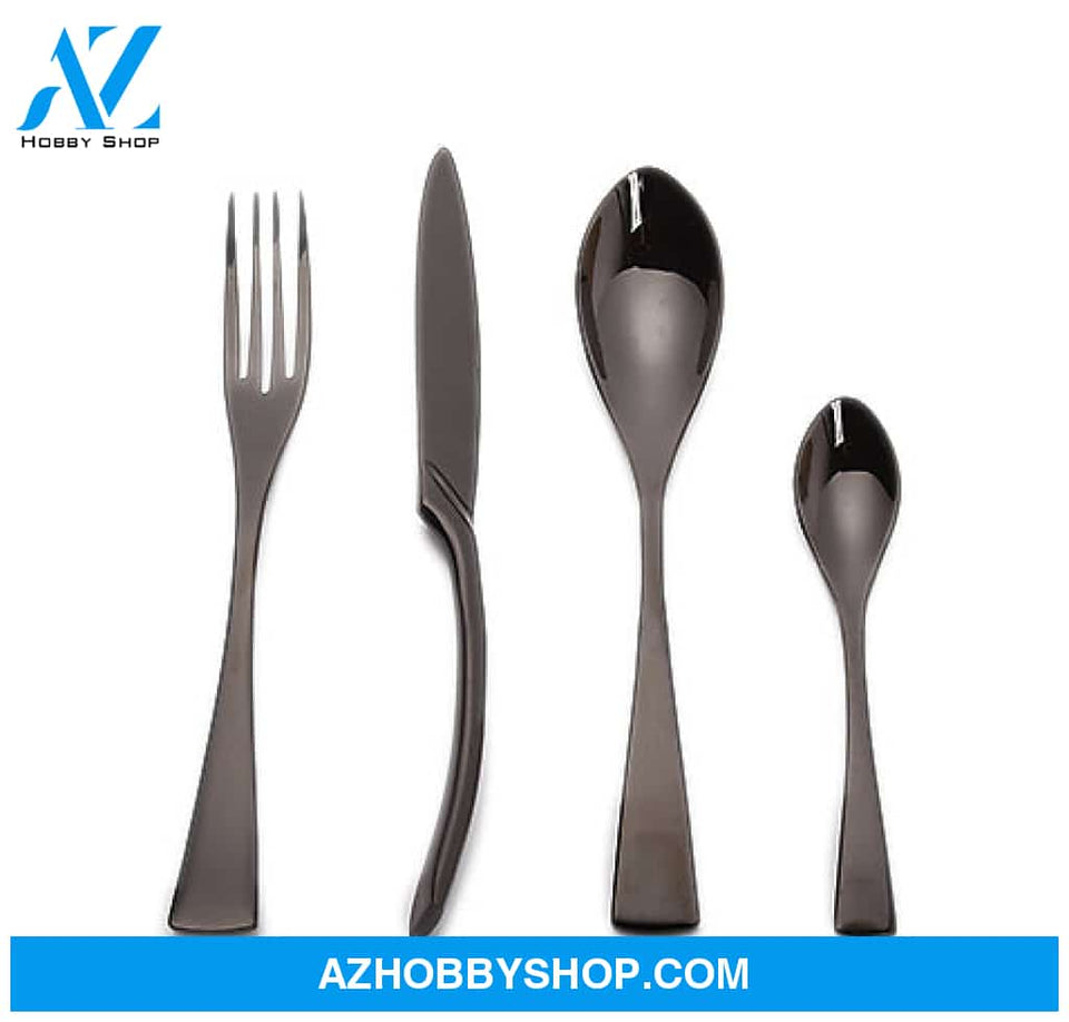 4Pcs Set Black Stainless Steel Cutlery Korean Dinnerware Gifts Mirror Polishing Silverware Sets