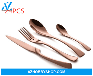 4Pcs Set Black Stainless Steel Cutlery Korean Dinnerware Gifts Mirror Polishing Silverware Sets