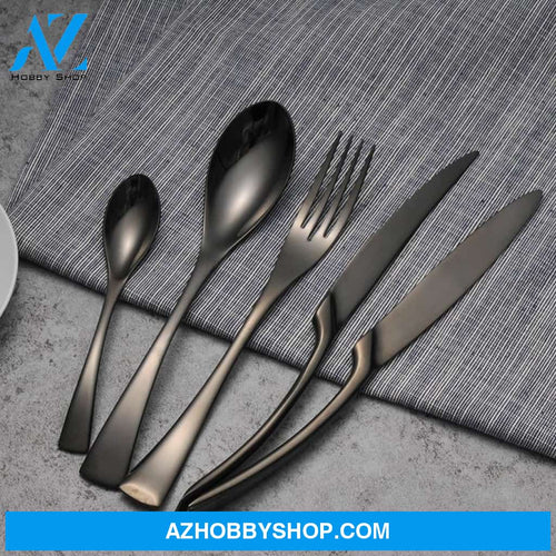 4Pcs Set Black Stainless Steel Cutlery Korean Dinnerware Gifts Mirror Polishing Silverware Sets