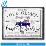 4th of July Old Glory Modern Farmhouse Wall Decor Personalized Truck and Fireworks Patriotic Americana Canvas Print