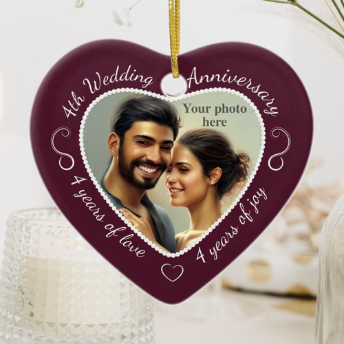 4Th Wedding Anniversary Photo Ceramic Ornament