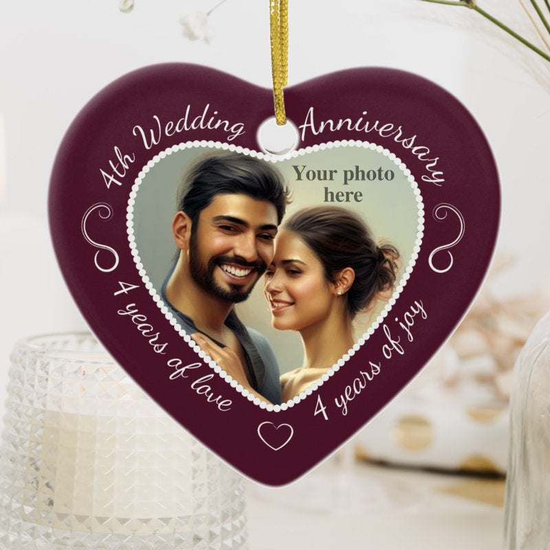 4Th Wedding Anniversary Photo Ceramic Ornament