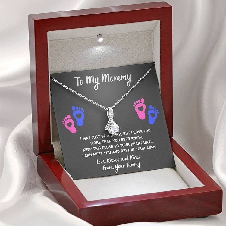 Baby Heart-Feet Alluring Beauty Necklace with Message Card and Gift Box Baby Feet Footprints Necklace for Expecting Mom XL015C - TGV