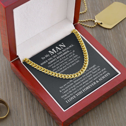 Birthday Gift for Husband, Boyfriend, To My Man Necklace I Love You Forever And Always, Wedding Anniversary, Cuban Link Chain Necklace - TGV