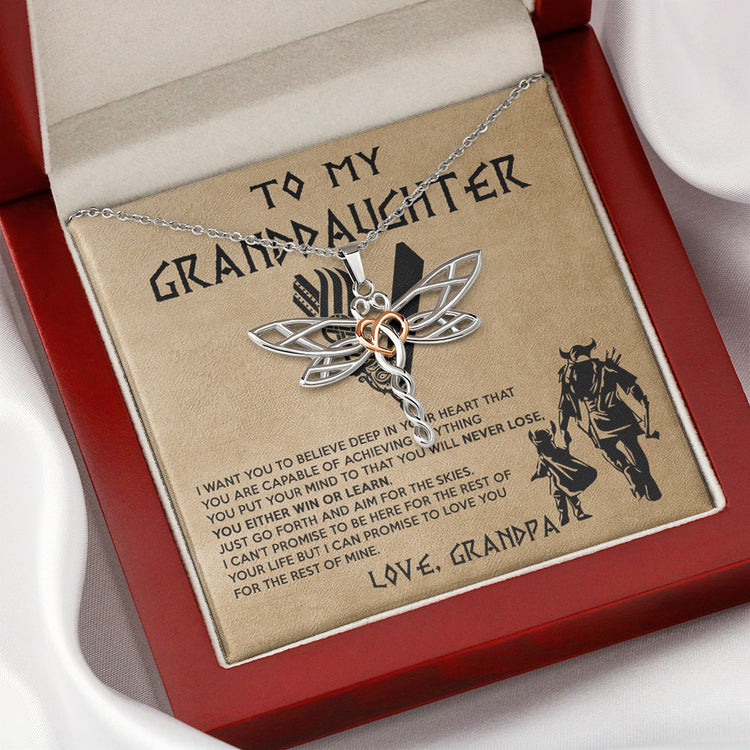 Dad to Daughter Necklace Gift - Viking Father Daughter Necklace Gift From Dad - Granddaughter Necklace Gift From Grandpa Papa - You either win or learn - I love you for the rest of my life - Love Knot, Eternal Hope, Alluring Beauty Necklace 050D - TGV