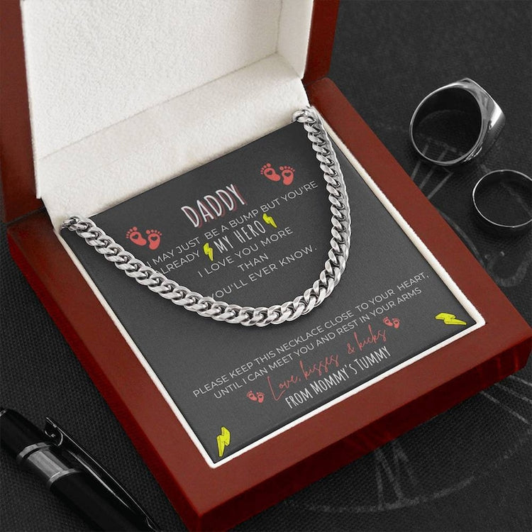 Daddy Necklace - My Hero I Love You More Than You'll Ever Know, First Time Dad Gift, New Dad Gift, Cuban Link Chain Necklace - TGV