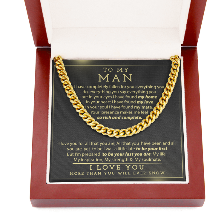 Man Necklace, To My Man Necklace I Love You More Than You Will Ever Know, Necklace for Man, Cuban Link Chain Necklace - TGV