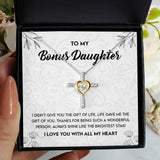 My Bonus Daughter - Daughter Necklace Gift - Shine Like The Brightest Star Love Knot Necklace, Alluring Beauty Necklace, Turtle Necklace, Sunflower Necklace 355B v2 - TGV