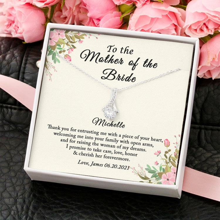 To Mother of the Bride Necklace Thank you for entrusting me with piece of your heart Wedding Gift Alluring Beauty Necklace 334C - TGV