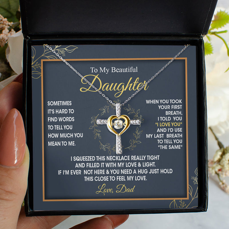 To My Beautiful Daughter Granddauter Necklace Gift From Mom Dad Grandma Papa - I'd use the last breath to tell you I Love you - Personalized Love Knot, Eternal Hope, Alluring Beauty Necklace 052A - TGV