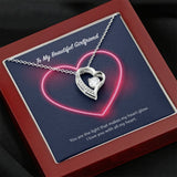 To My Beautiful Girlfriend Forever Love Necklace (14K White Gold Finish)