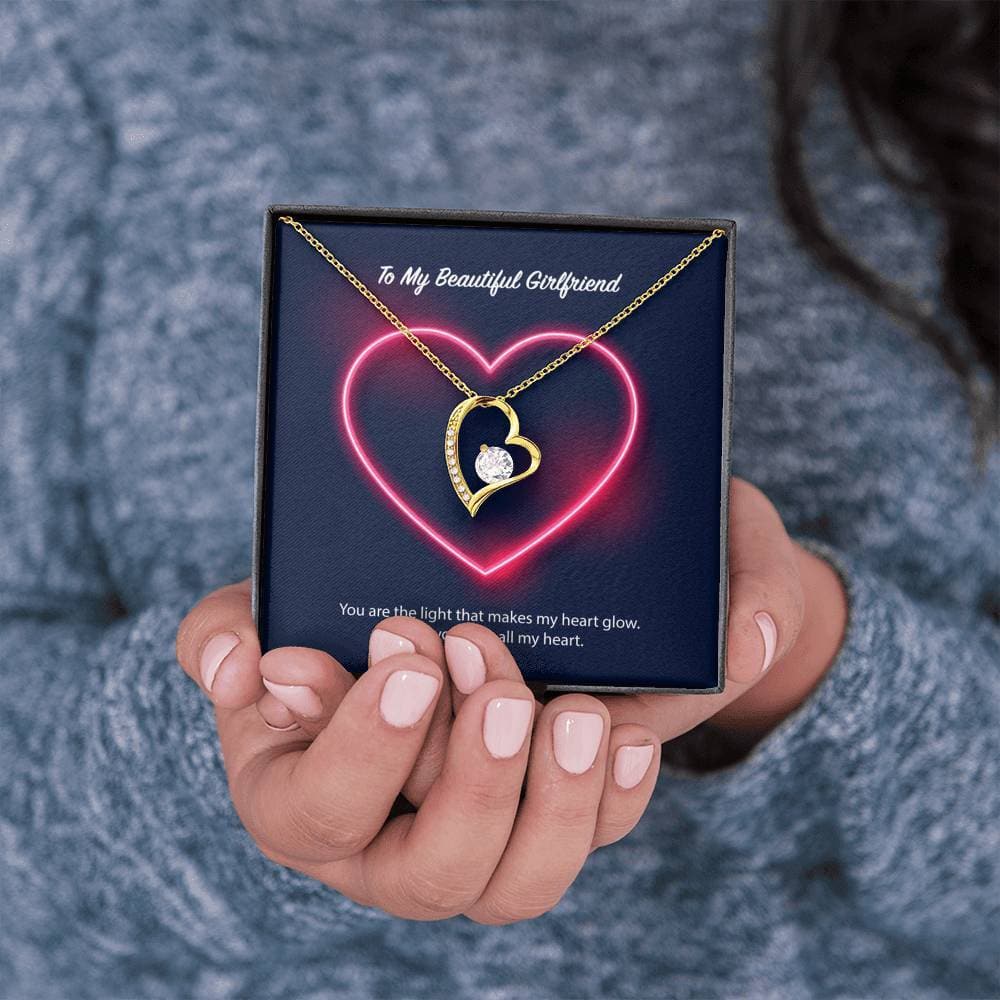 To My Beautiful Girlfriend Forever Love Necklace (18K Gold Finish)