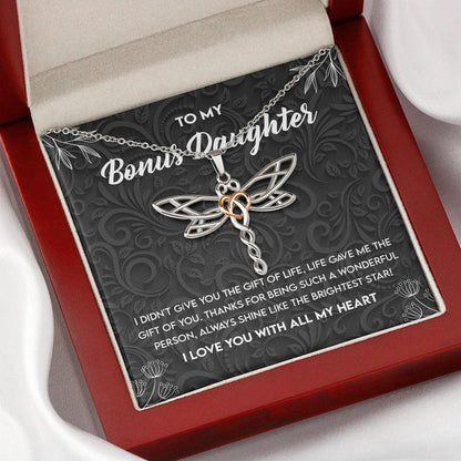 To My Bonus Daughter - Daughter Necklace Gift - Life gave me the gift of you Alluring Beauty Necklace, Turtle Necklace, Sunflower Necklace 355B - TGV