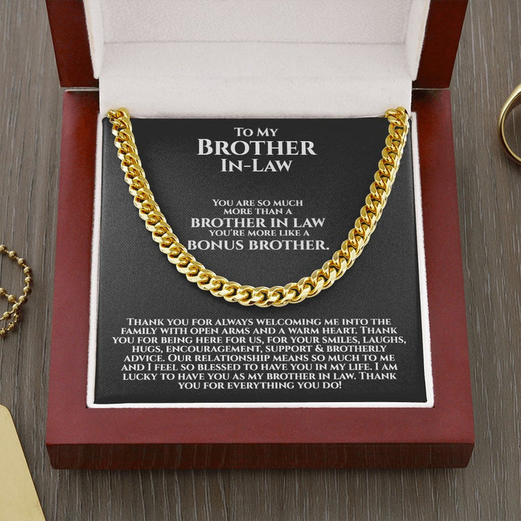To My Brother In Law Necklace, Gifts for Brother In Law Birthday, Bonus Brother Gifts, Unbiological Bro, Cuban Link Chain Necklace - TGV