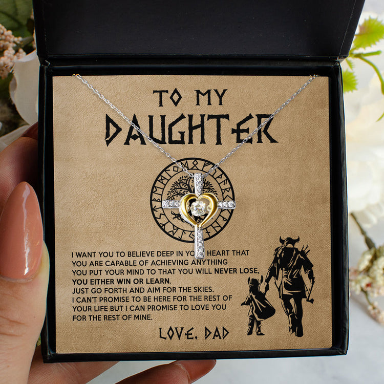 To My Daughter Granddaughter Necklace Gift - Viking Father Daughter Necklace Gift From Dad - Granddaughter Necklace Gift From Grandpa Papa - You either win or learn - Love Knot, Eternal Hope, Alluring Beauty Necklace 050C - TGV