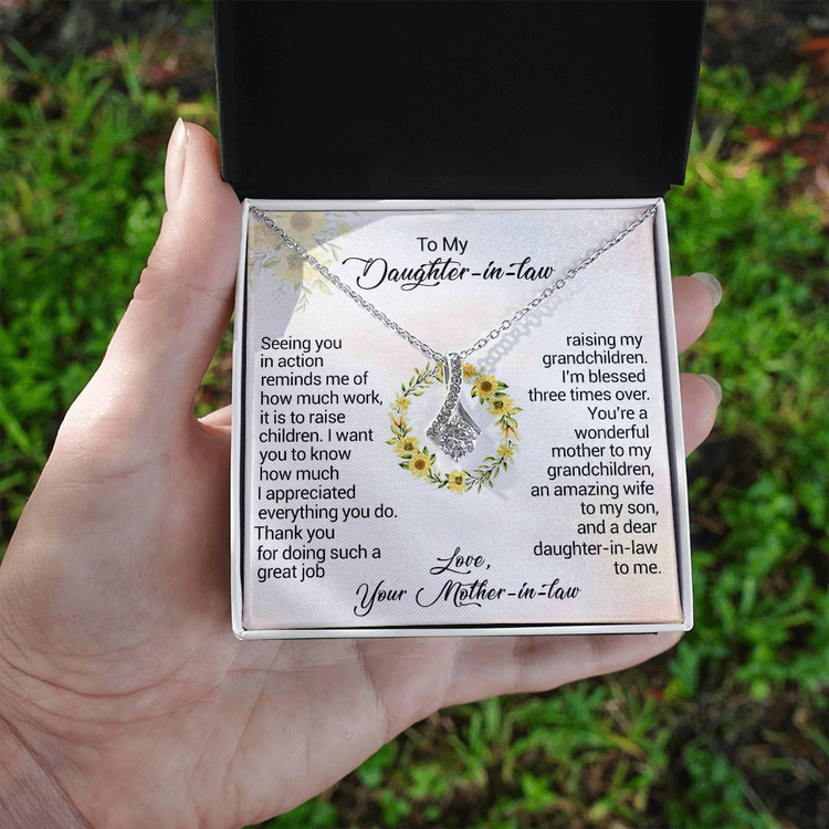 To My Daughter-In-Law - I am blessed three times over, Love Your Mother-In-Law, Birthday Gift, Alluring Beauty Necklace - TGV