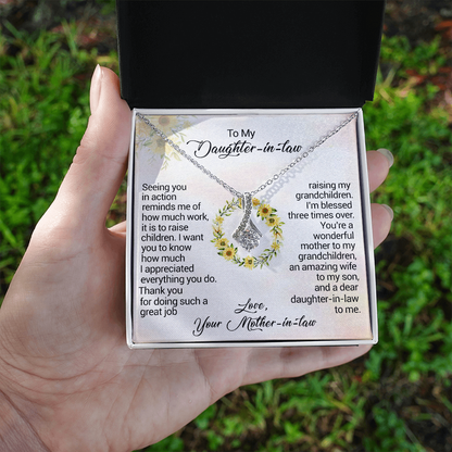 To My Daughter-In-Law - I am blessed three times over, Love Your Mother-In-Law, Birthday Gift, Alluring Beauty Necklace - TGV