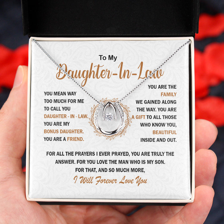 To My Daughter-in-law Necklace Gift, You are my bonus daughter, my friend, my family - Love Knot, Alluring, Eternal Hope Necklace 053D - TGV