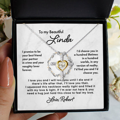 To My Girlfriend Soulmate Wife Necklace Gift - I promise to be your best friend, your partner in crime Love Knot Necklace, Alluring Beauty, Sunflower Necklace Gift from Husband 365B - TGV