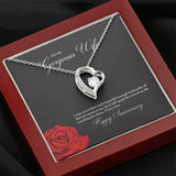 To My Gorgeous Wife Happy Anniversary Forever Love Necklace (White Gold Finish)