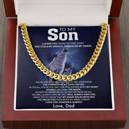To My Grandson Necklace from Grandma Grandpa - I will always have you - Wolf Wolves Necklace Cuban Link Chain Necklace 070B - TGV