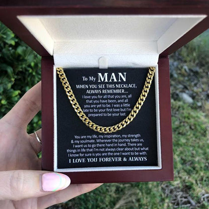 To My Man Necklace - Husband Boyfriend Necklace You are my life, my inspiration, my strength & my soulmate Cuban Link Chain Necklace 343F - TGV