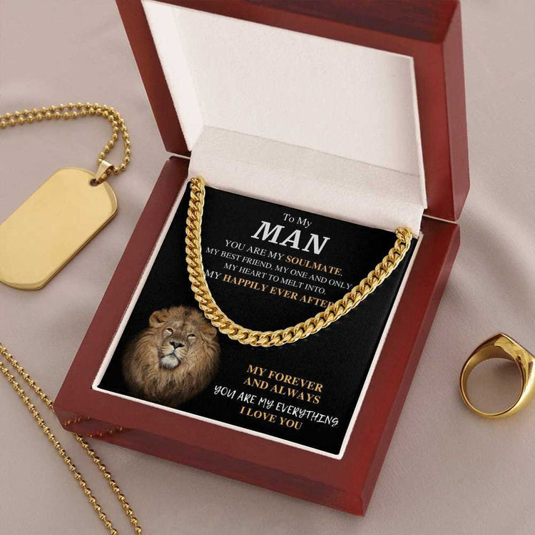 To My Man Necklace, My Forever And Always You Are My Everything I Love You, Necklace for Husband, Necklace for Boyfriend's, Cuban Link Chain Necklace - TGV