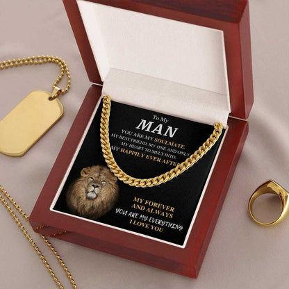 To My Man Necklace, My Forever And Always You Are My Everything I Love You, Necklace for Husband, Necklace for Boyfriend's, Cuban Link Chain Necklace - TGV