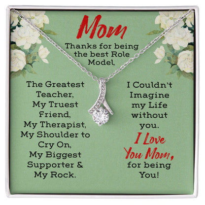 To My Mom Necklace Gift - The Greatest Teacher, My Truest Friend, My Therapist, My Shoulder to cry on, My supporter & my rock Alluring Beauty Necklace 104H - TGV