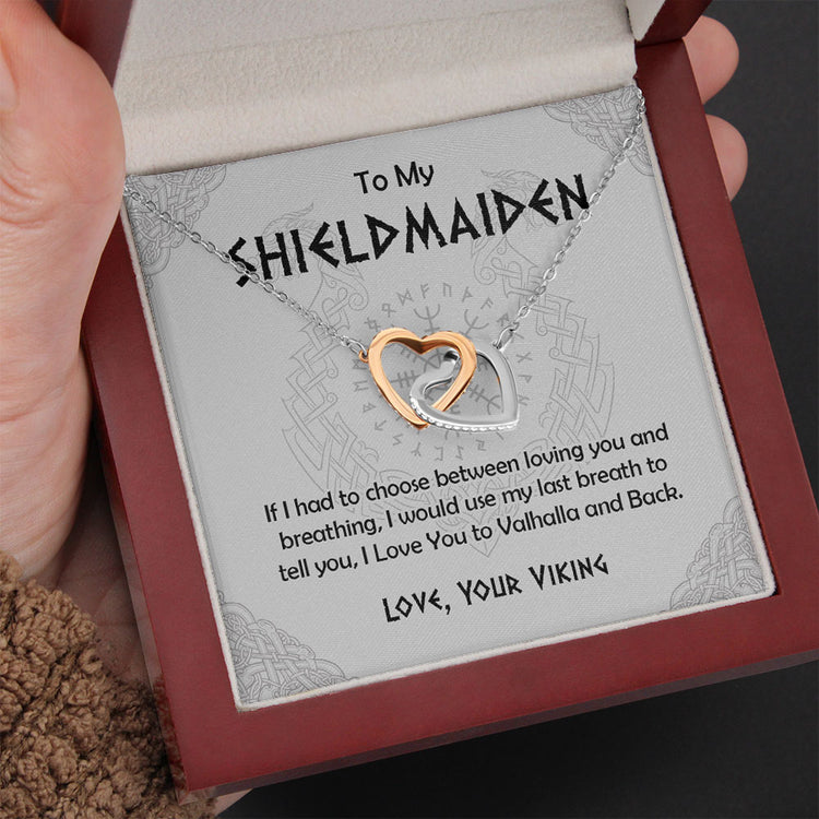 To My Shieldmaiden - Wife Girlfriend Necklace Gift - Viking Style Personalized Daugther Granddaughter Gift - I Love you to the Valhalla and back - Custom Love Knot, Eternal Hope, Alluring Beauty Necklace 052C - TGV