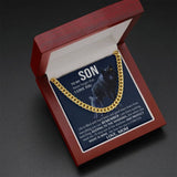 To My Son Necklace Gift From Mom - Wolf Necklace Keeping to the shadow When you need I'll Protect What Is Mine - Cuban Link Chain Necklace 006C - TGV