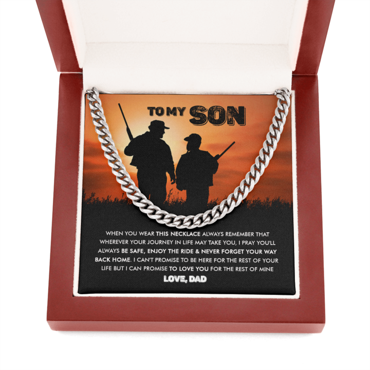 To My Son - Never Forget Your Way Back Home - Cuban Link Chain Necklace - TGV