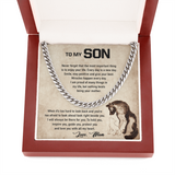 To My Son -Never forget that the most important thing is to enjoy your life - I Will Always Be There For You Love, Mom Wolf Cuban Link Chain Necklace 341A - TGV