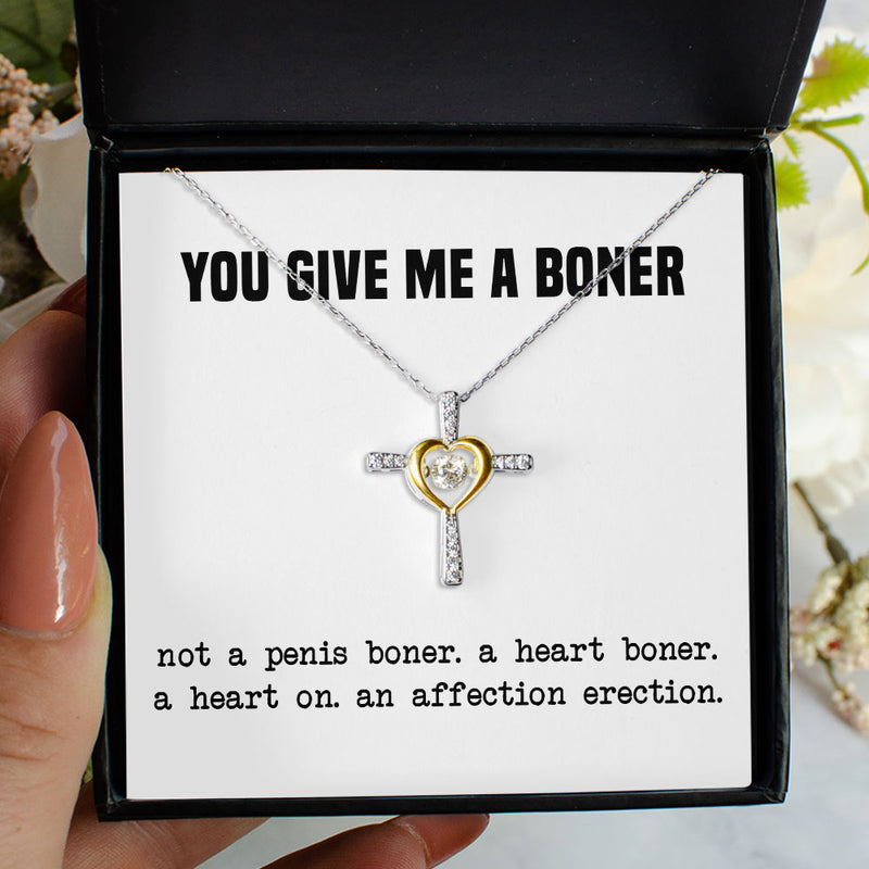 To My Wife Girlfriend Soulmate Necklace - Funny You Give Me A Boner An Affection Erection Love Knot - Alluring Beauty - Cross Dancing Necklace 029E - TGV