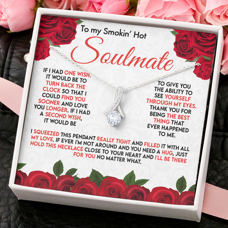 To My Wife Girlfriend Soulmate Necklace - I Wish Turn Back The Clock - Find You Sooner and Love You Longer - Love Knot Necklace Alluring Beauty Necklace - Cross Dancing Necklace 029G - TGV