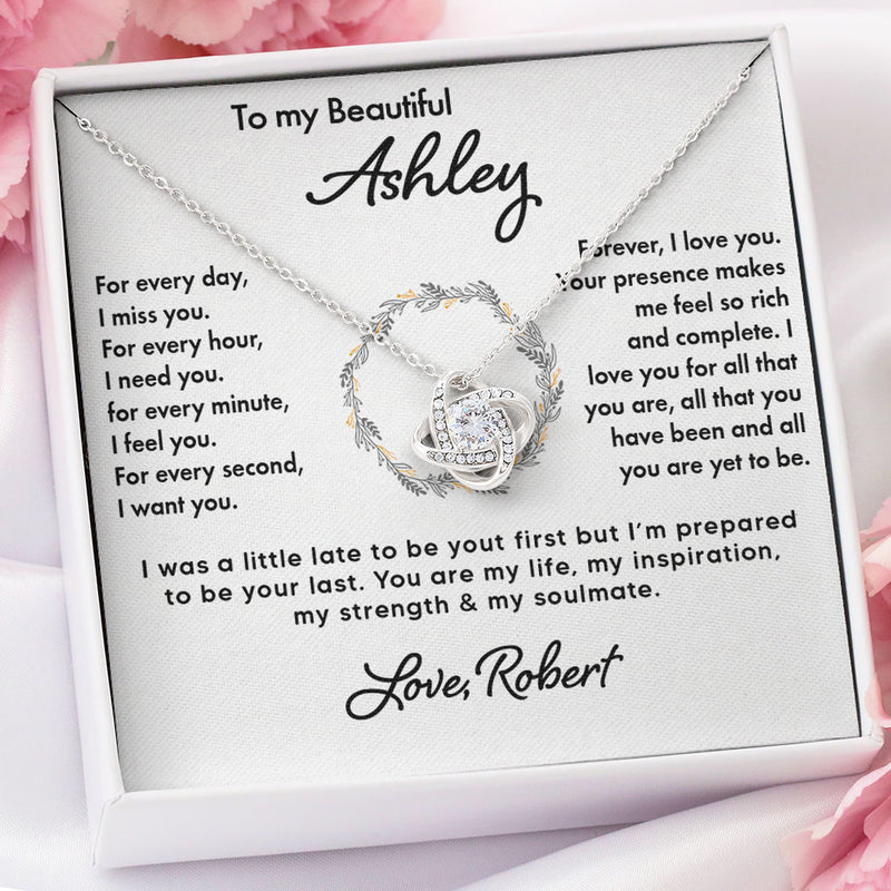To My Wife Soulmate Girlfriend Necklace Gift - Forever I Love You - Custom Love Knot Necklace, Alluring Beauty, Valentine Gift 003F - TGV