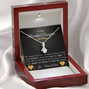 To Our Beautiful Daughter From Mom & Dad Necklace, Just Hold This Close To Feel Our Love Alluring Beauty Necklace XL046D - TGV