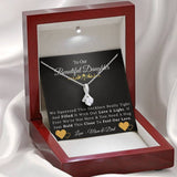 To Our Beautiful Daughter From Mom & Dad Necklace, Just Hold This Close To Feel Our Love Alluring Beauty Necklace XL046D - TGV