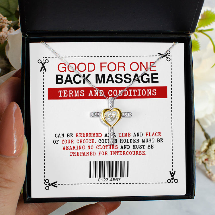 Wife Girlfriend Soulmate Necklace Gift - Funny Message Good For One Back Massage Term and Conditions Love Knot Necklace - Alluring Beauty - Cross Dancing Necklace 029F - TGV