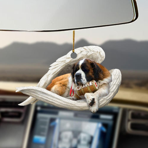 Godmerch- Ornaments- St Bernard sleeping angel St Bernard lovers dog lovers ornament, Dog Ornaments, Car Ornaments