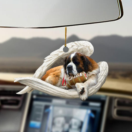 Godmerch- Ornaments- St Bernard sleeping angel St Bernard lovers dog lovers ornament, Dog Ornaments, Car Ornaments